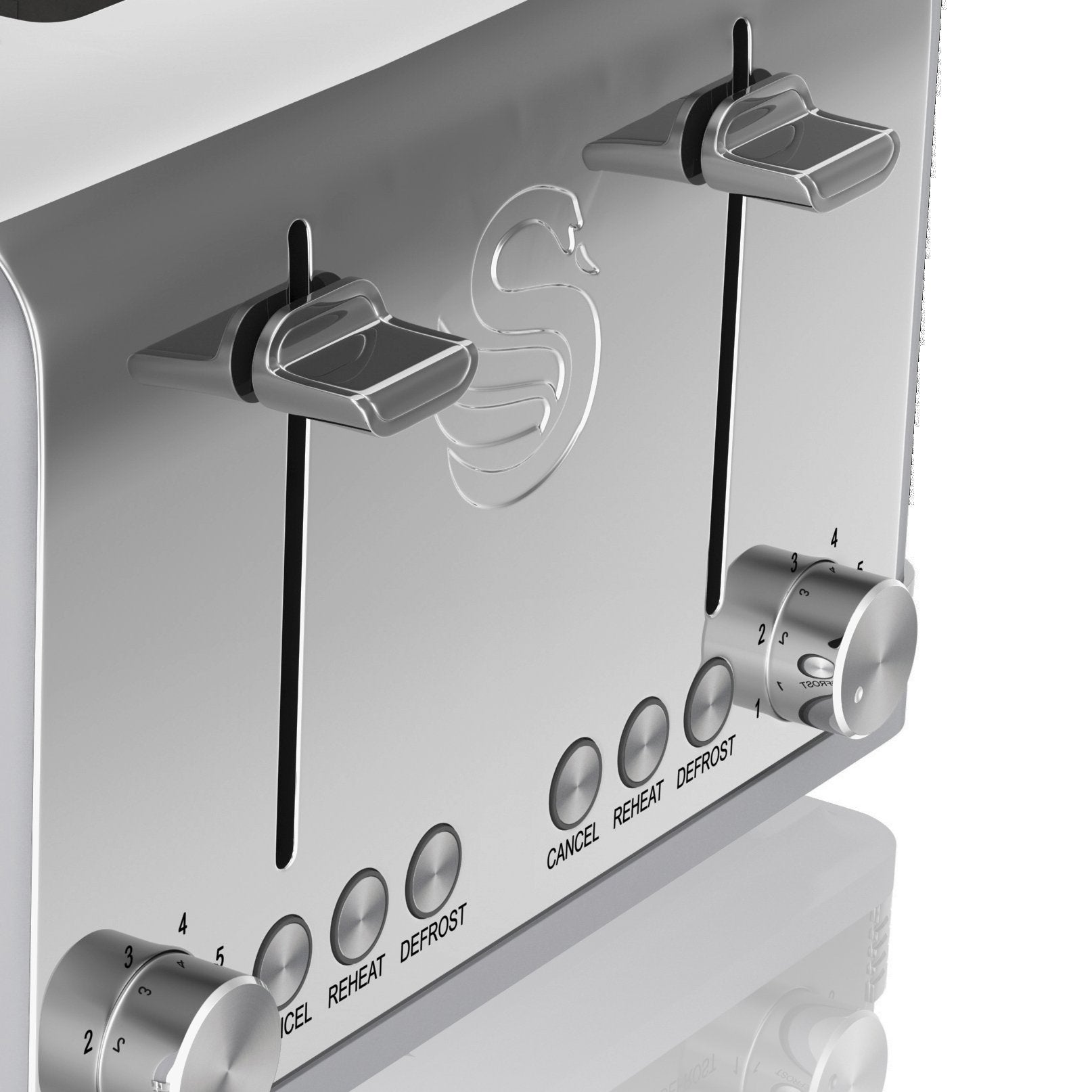 Swan ST19020GRN Retro 4-Slice Toaster with Defost/Reheat/Cancel Functions, Cord Storage, 1600W, Retro Grey