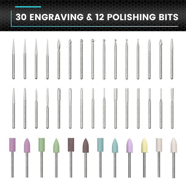 ARROWMAX Smart Mini Electric Engraving Pen, HollowCup Motor, 42 Bits with Aluminum Case, OLED, Magnetic Charge, Mini Rotary Tool, Cordless Engraving Pen for Metal, Wood, Glass and Plastic (SGS MAX)