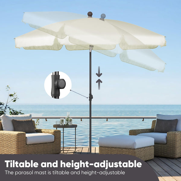 Sekey 2m Garden Parasol with Umbrella Cover - Adjustable and Portable Patio Umbrella for Beach, Garden, Pool, and Patio - UPF 50+ Sun Protection