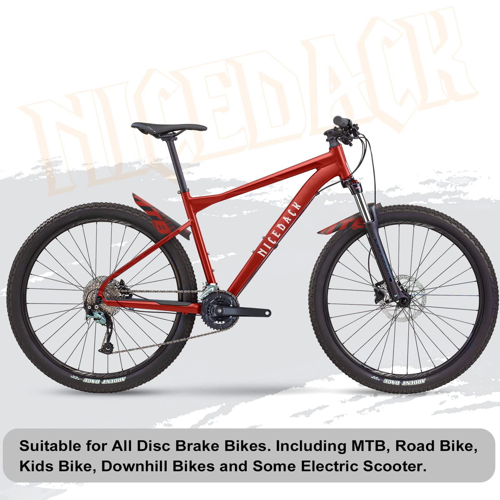 NICEDACK Mudguards Mountain Bike, 2 Pieces Mudguard Fit 20-29 Inch MTB Mudguard Front and Rear Compatible Bicycle Splash Guard