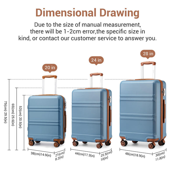 Kono Fashion Hand Luggage Lightweight ABS Hard Shell Trolley Travel Suitcase