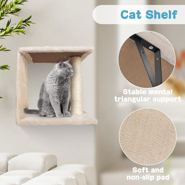 MASTERTOP Cat Wall Furniture, 4 in 1 Cat Tree Tower Scratching Posts, Indoor Cats Climbing Frame with Cats Hammock, Hanging Ball Toy, Kitten Wall