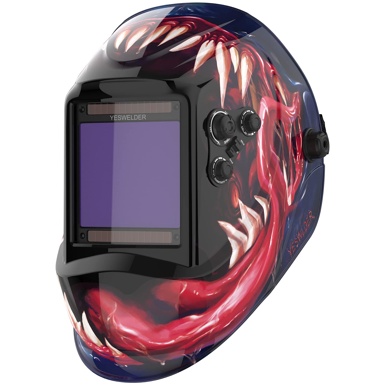YESWELDER Welding Mask True Colour Large View 10X9cm Auto Darkening Welding Helmet Solar Powered Replaceable Battery, 4 Premium Sensors Wide Shade 4/5-9/9-13 for TIG MIG ARC CUT GRIND Welder Mask