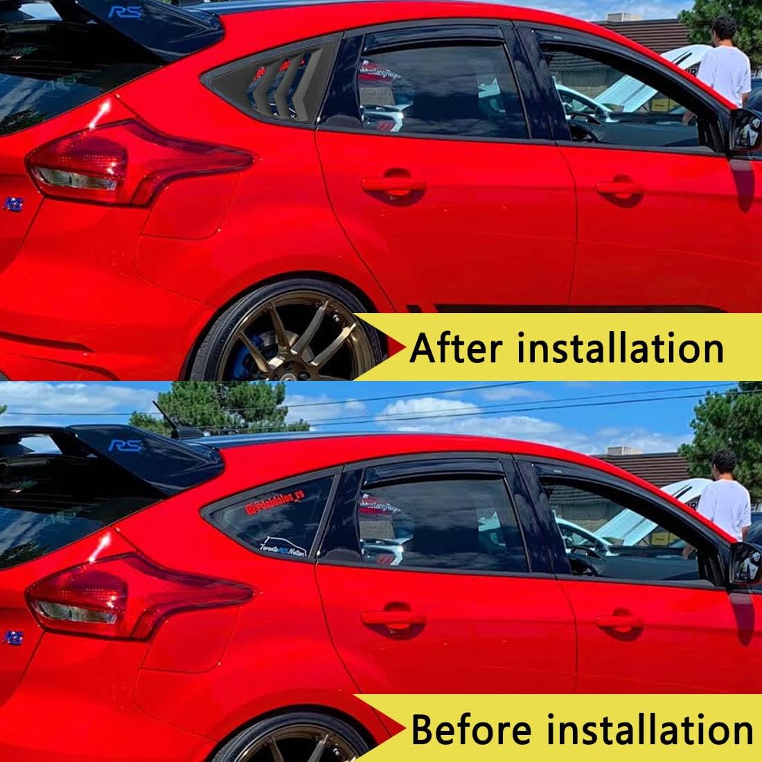 Louvers Car Rear Window Blinds Side Tuyere Louvers Vent Compatible for Focus ST RS MK3 Hatchback 2012-2018 Louver Accessories (Matte Black)