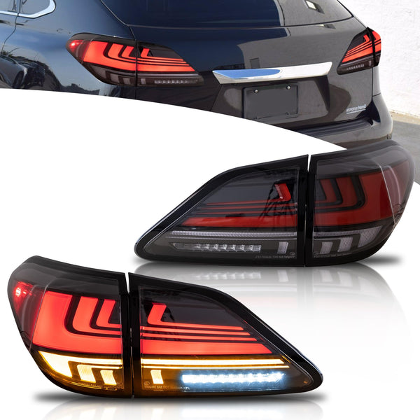 VLAND Motor LED Rear Lights compatible with RX270, RX330, RX350 F Sport, RX400h, RX450h, RX450hl 2010-2015, w/Amber Sequential Indicator, Driver & Passenger Side - Clear