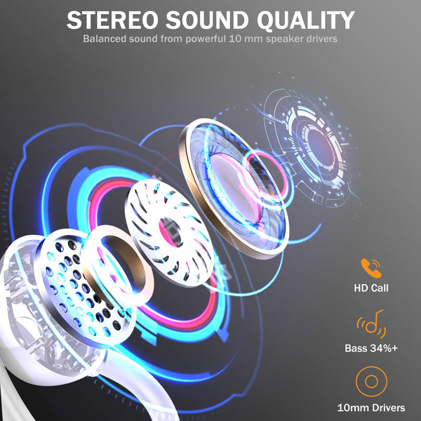 Wireless Earbuds, Bluetooth 5.4 Headphones with ENC Mic, 75H Stereo Noise Cancelling Ear Buds, Wireless Headphones with Sports Earhooks, LED Display, IP7 Waterproof Bluetooth Earphones for Running Gym