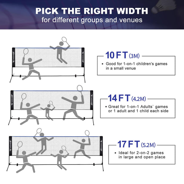 BAGAIL Badminton Net, Foldable Nylon Net, Hieght Adjustable Stand and Portable Carry Bag, Easy to Assemble or Disassemble, Ideal Recreational Sports Net for Tennis, Kids Badminton or Volleyball