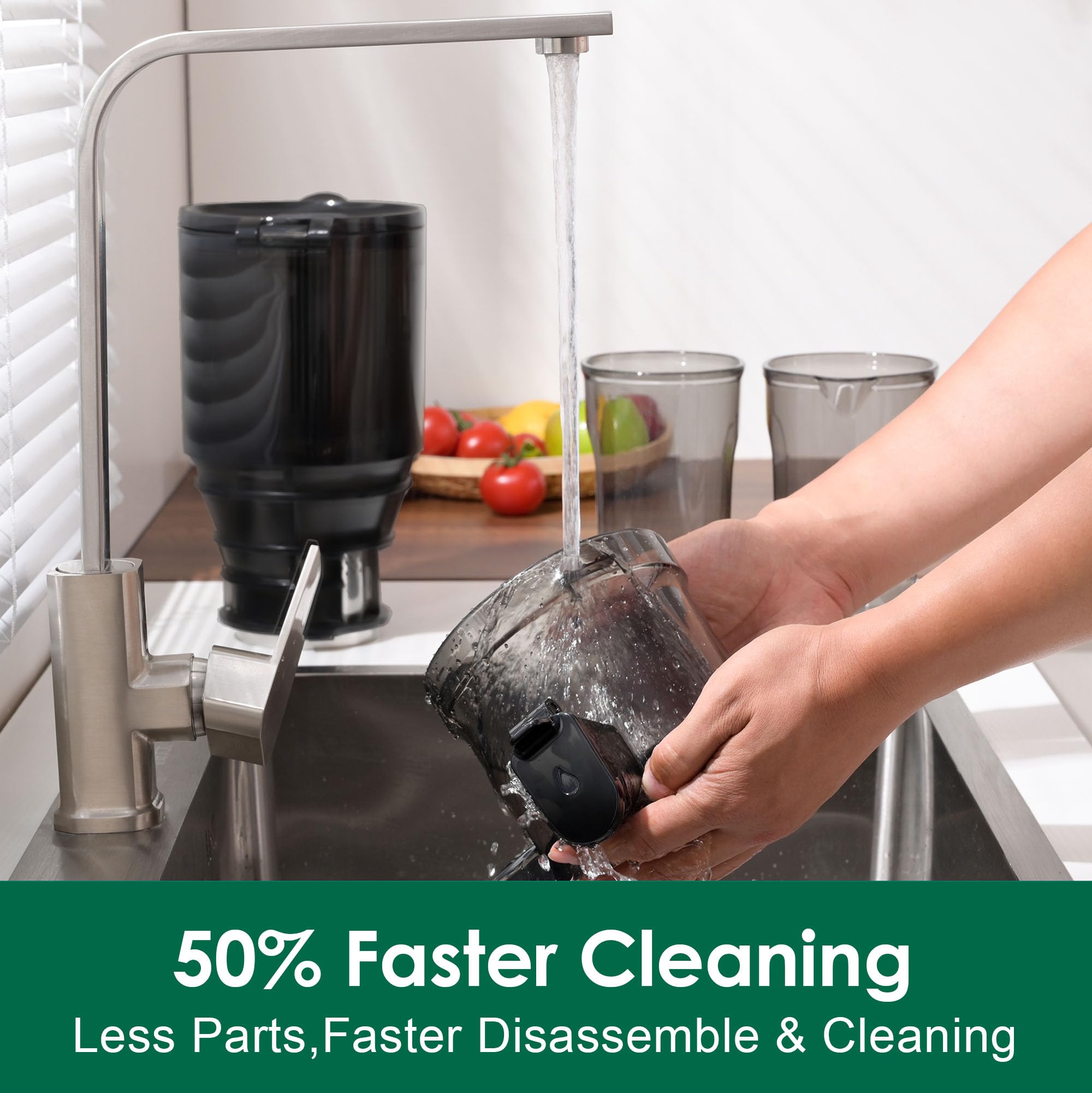 Cold Press Juicer Machines,Fretta Slow Masticating Juicer with 108mm &1.0L Hopper for Whole Fruits and Vegetables,200W Self Feeding High Yield Juice Extractor,BPA Free Tritan, (Black)