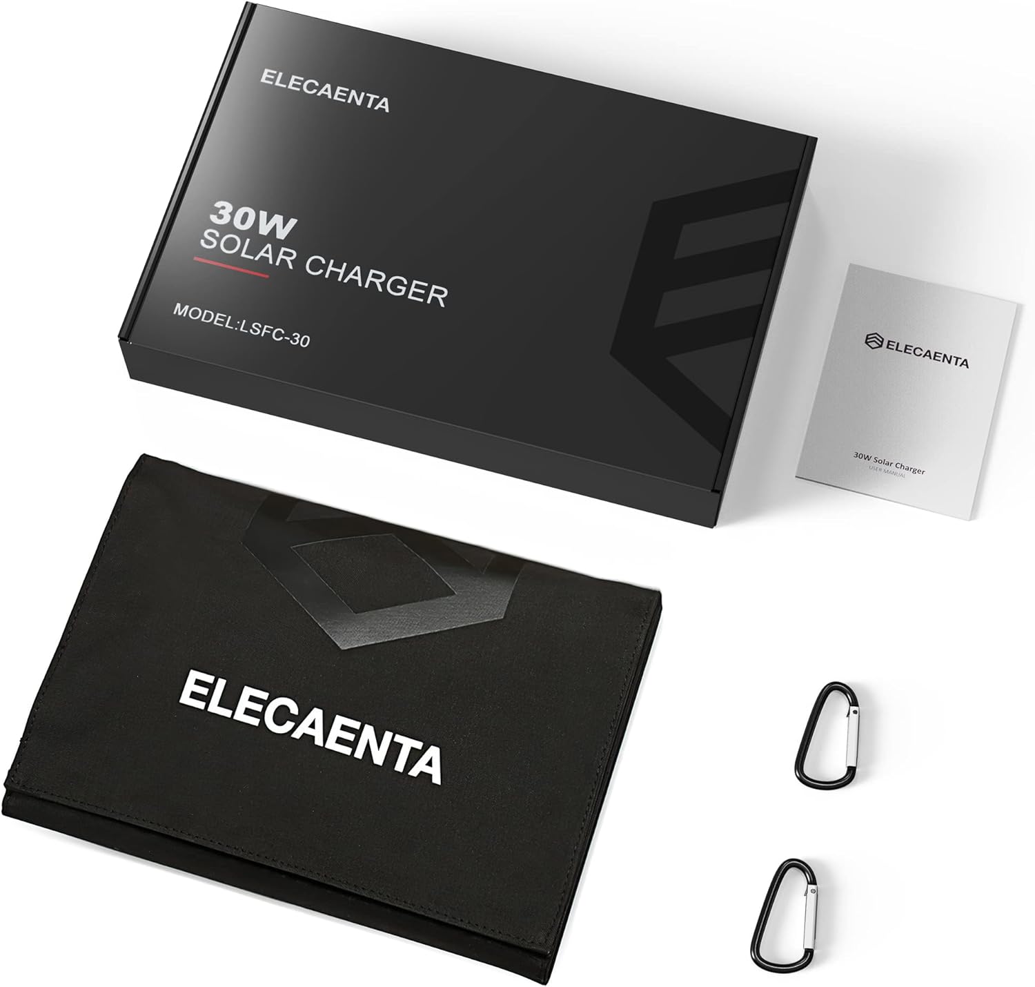 ELECAENTA 60W Foldable Solar Panel ETFE Solar Charger USB-C PD45W QC3.0 DC 18V for Portable Solar Generator Power Station Smartphones Outdoor Power Backup Waterproof Dustproof, 1.6KG