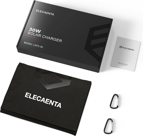 ELECAENTA 60W Foldable Solar Panel ETFE Solar Charger USB-C PD45W QC3.0 DC 18V for Portable Solar Generator Power Station Smartphones Outdoor Power Backup Waterproof Dustproof, 1.6KG