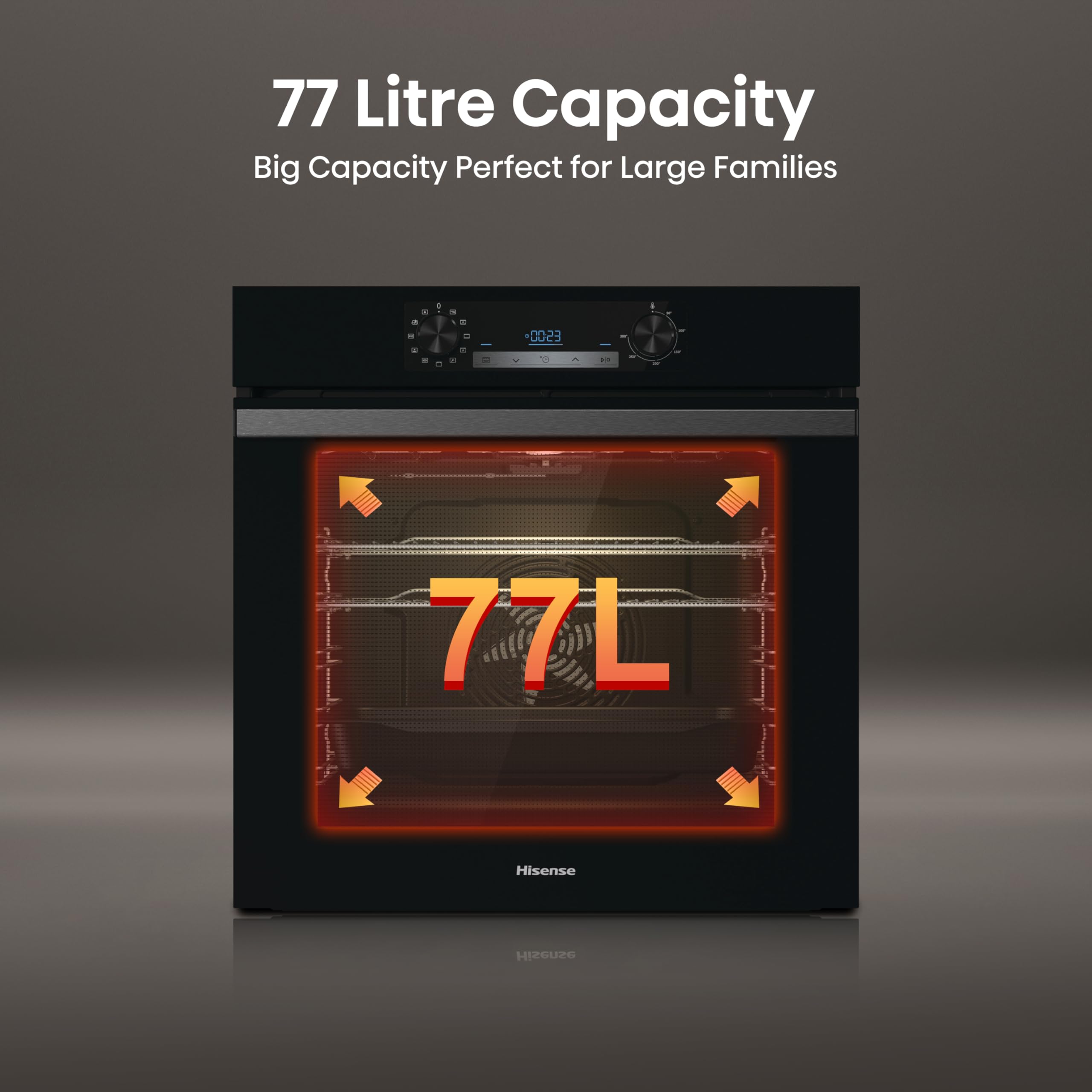 Hisense BI64211PB 77 Litre Built In Electric Single Oven With Pyrolytic Cleaning, Pizza Mode, Multiphase Cooking- Black 22x23x23 inches (LxWxH) - A+ Rated, Extra Large