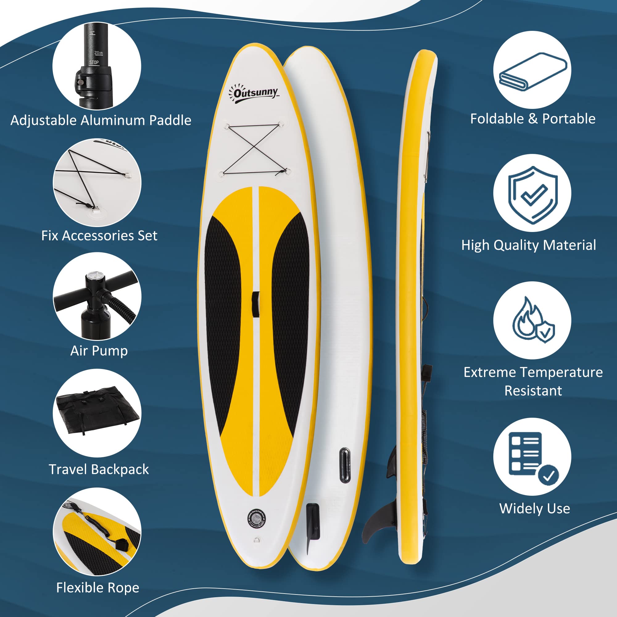 Outsunny Inflatable Stand Up Paddle Board, Non-Slip Deck Board