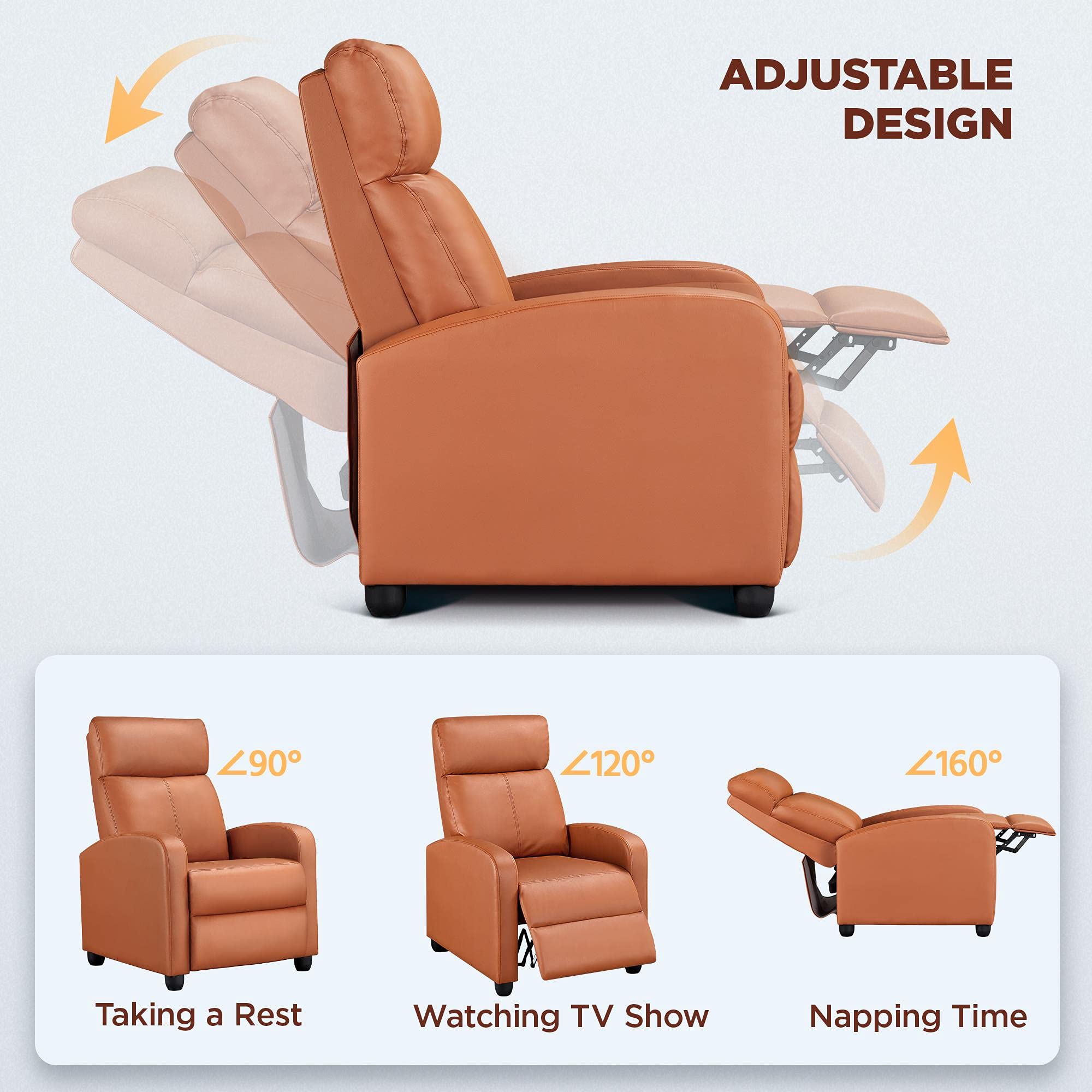 Yaheetech Recliner Armchair Single Padded Seat Boucle Fabric Sofa Lounge Home Living Room Theater Adjustable Leg Rest and Reclining Functions Ivory
