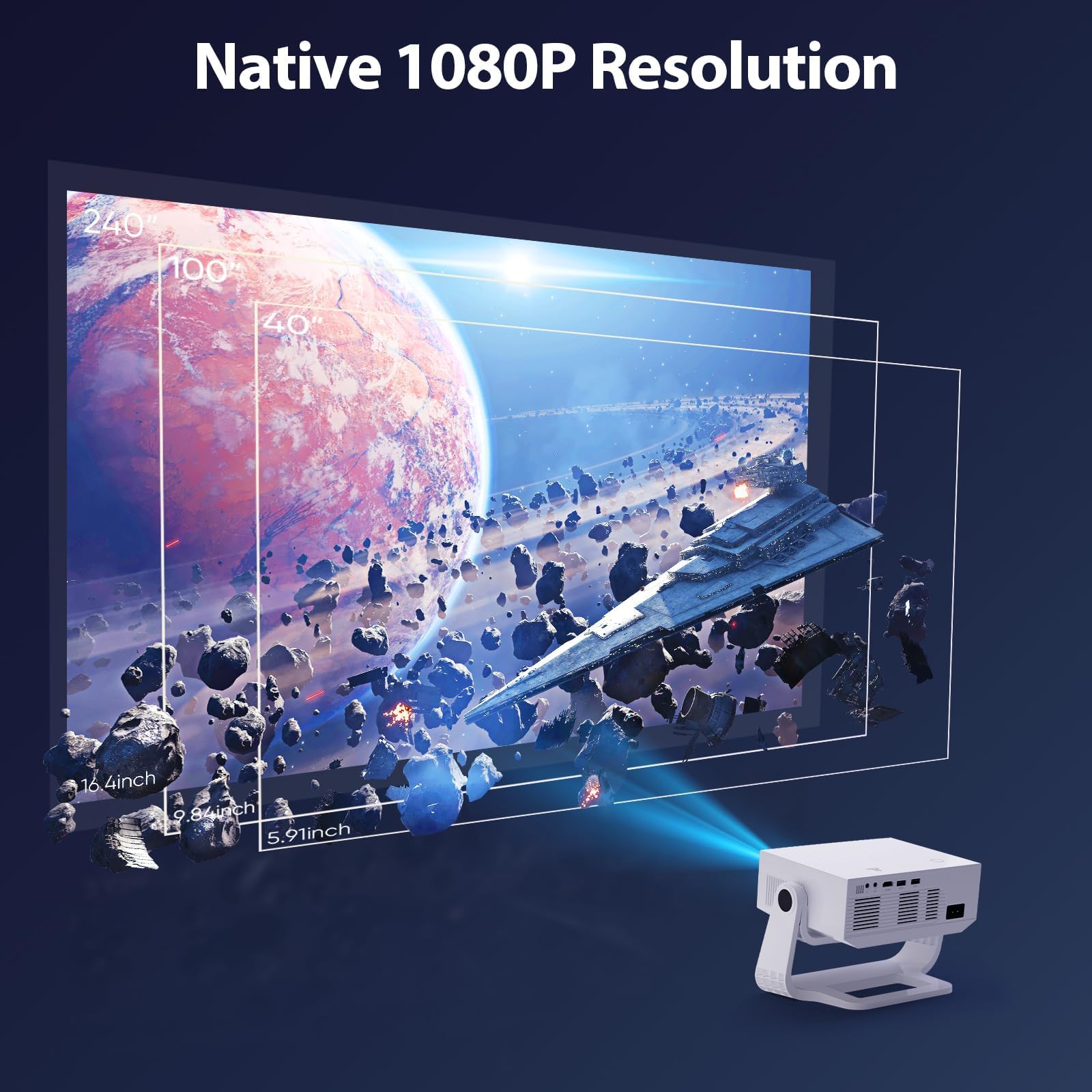 2025 Ultra Smart Projector Built-in Apps, 32000 Lumens,Full HD 4K Supported, WiFi 6 & Bluetooth 5.2, Low Fan Noise (<29.8dB), Auto Keystone, Portable Movie Projector for IOS/Android/PS5