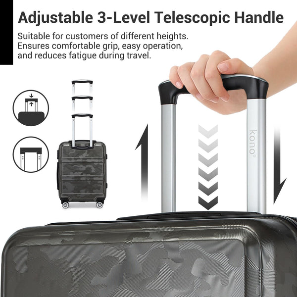 Kono Fashion Hand Luggage Lightweight ABS Hard Shell Trolley Travel Suitcase