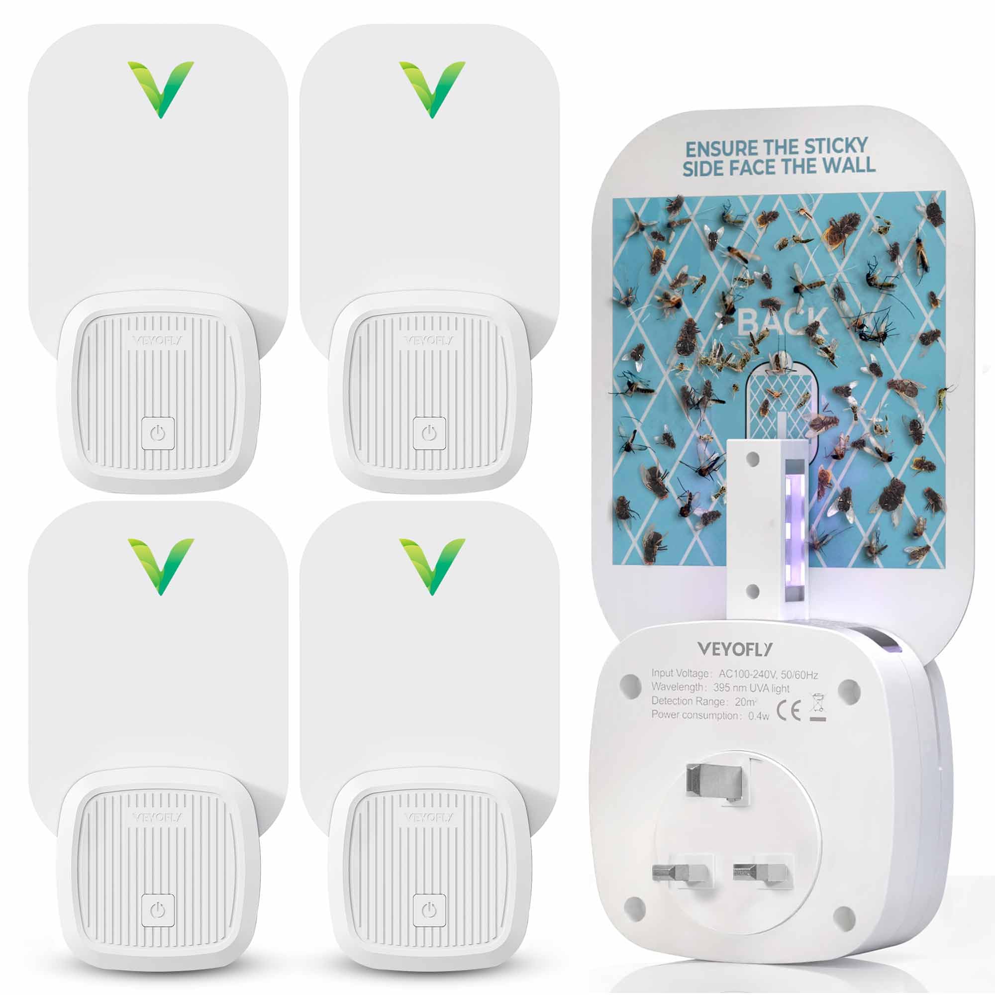 Fly Catcher Indoor, Fly Trap Indoor, (4 Device + 12 Refills) Fruit Fly Traps for Indoors, Gnat Traps for House Indoor, Bug Killer, Fly Trap, Plug in