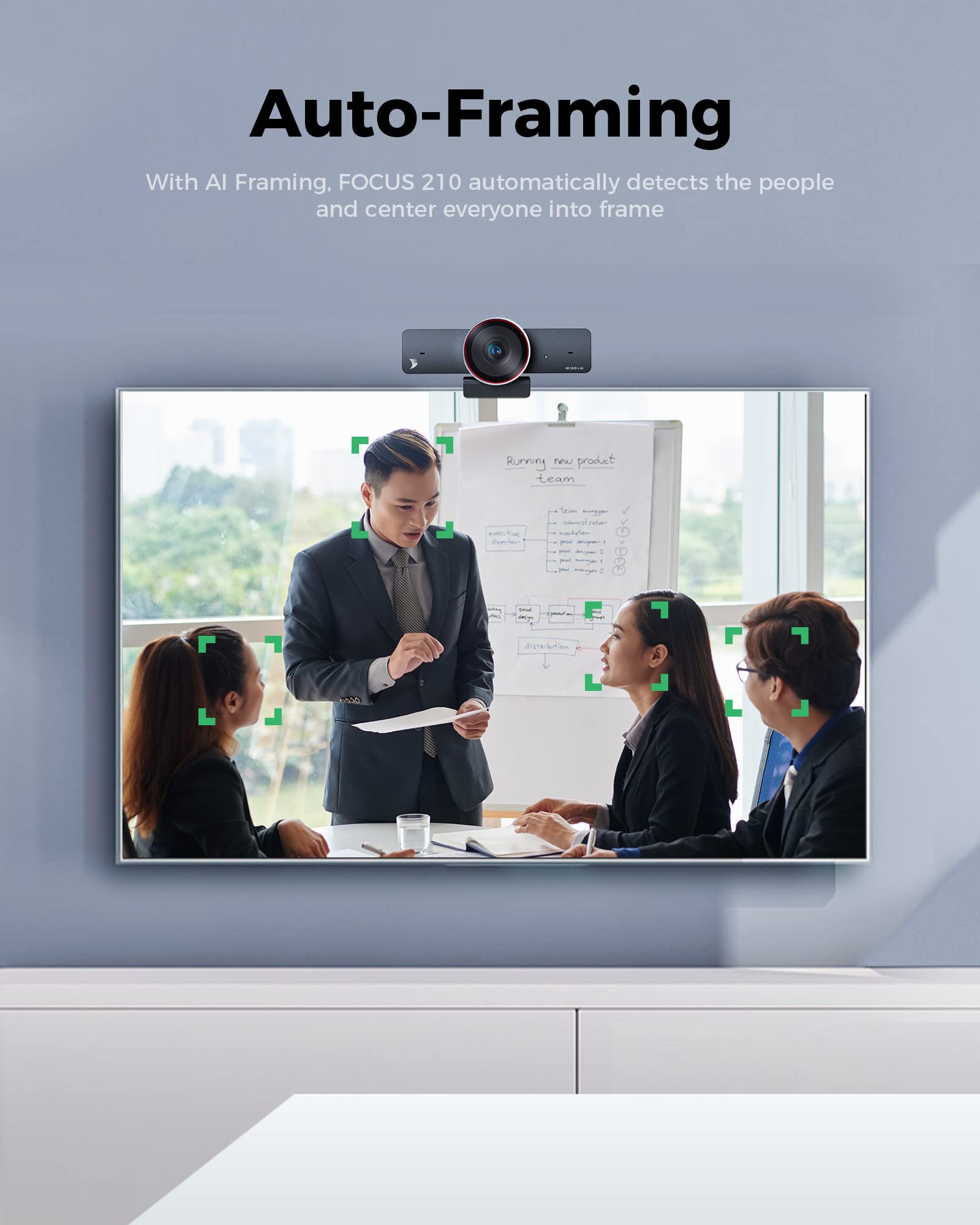 WYRESTORM 4K Conference Webcam with AI Tracking, Auto Framing, 120° Wide Angle, 90fps, 8X Digital Zoom, ePTZ, Dual Mics, Conference Room Webcam for Video Call, Remote Education, HD Live Streaming