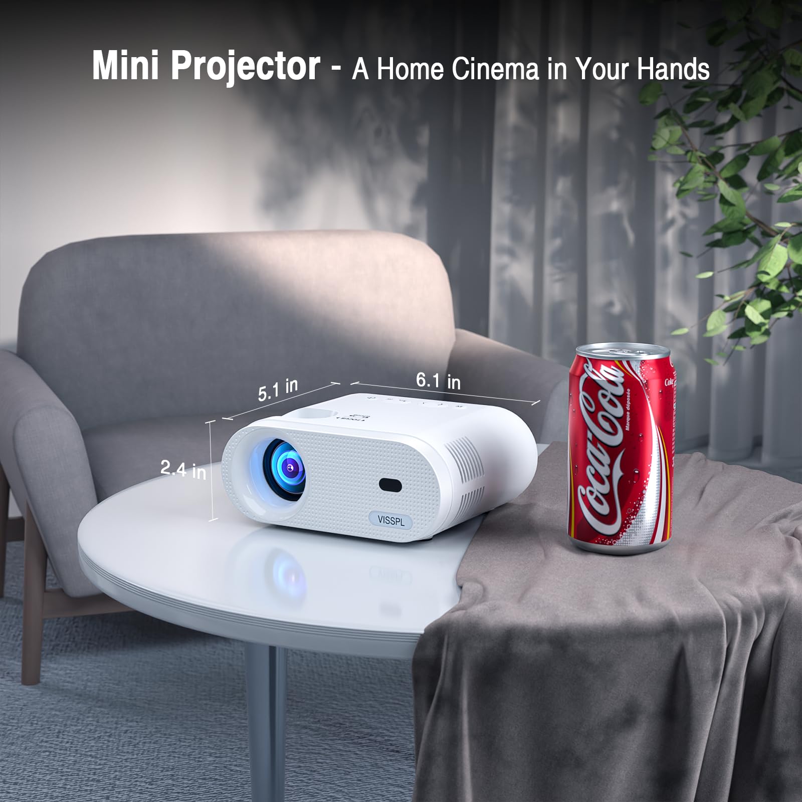Mini Projector 15000L, Full HD 1080P, VISSPL Full HD 1080P, Portable Outdoor with Tripod, Home Theater Movie Phone Projector Compatible with Android/iOS/Windows/TV Stick/HDMI/USB