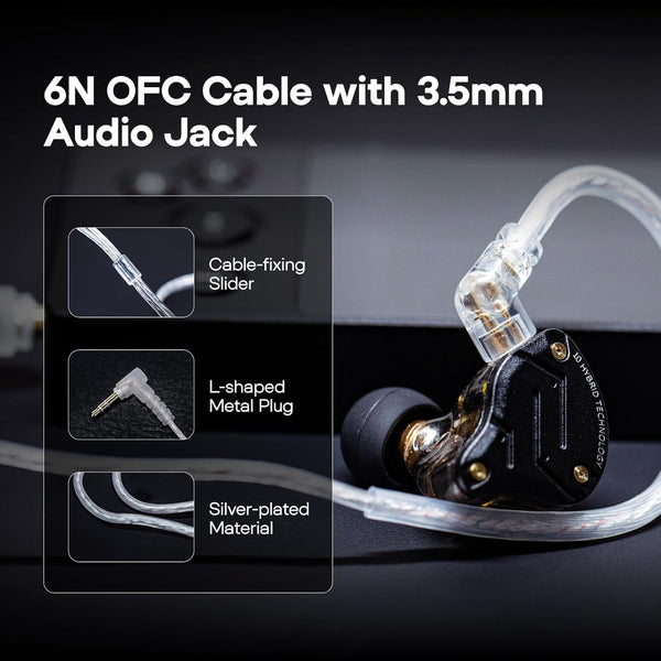 Linsoul KZ ZS10 Pro, 4BA+1DD 5 Driver in Ear Monitor, HiFi Wired Earbuds, Gaming Earbuds, Hybrid IEM Earphones with Stainless Steel Faceplate, Recessed 2 Pin Detachable Cable(With Mic, Glare Blue)