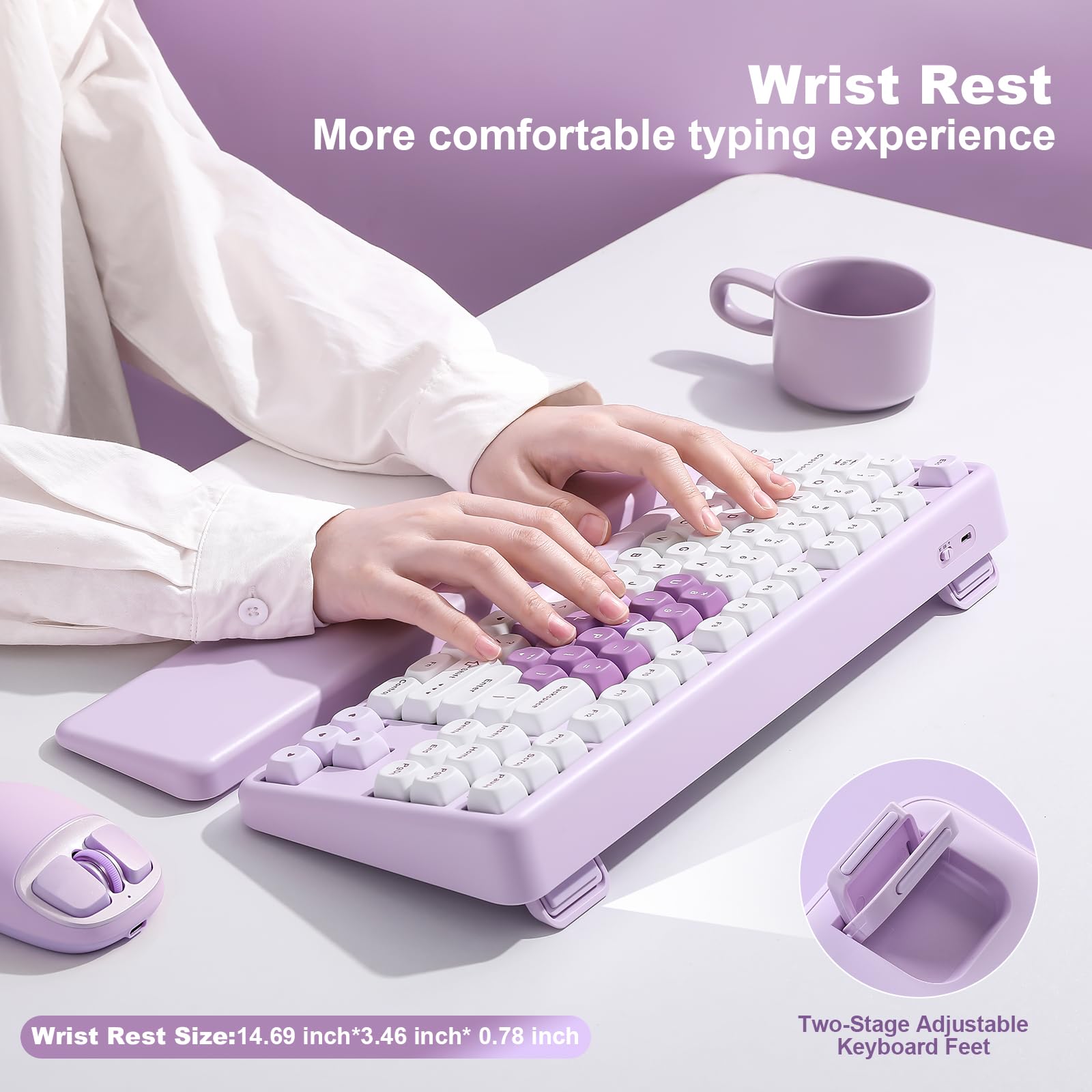 YUNZII B87 Wireless Mechanical Keyboard,QMK/VIA Software Custom Gaming,Gasket RGB Keyboard with Cute MOA Keycaps,Wrist Rest,BT5.0/2.4G/USB-C NKRO for Win/Mac (butter, milk v2 linear)