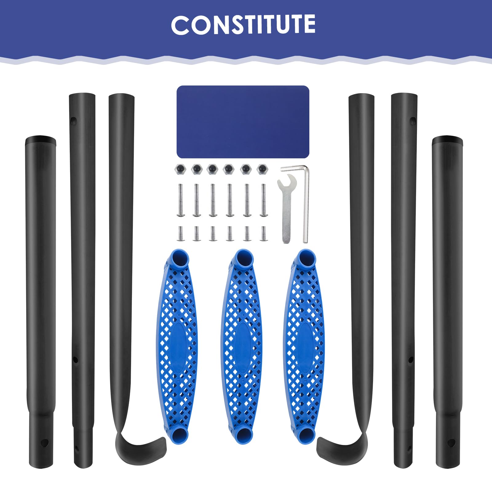 New Upgraded Universal Trampoline Ladder - 3-Step Rust-Proof Steel With Wide Non-Slip Steps, 39-Inch Long Accessory With Blue Floor Mat