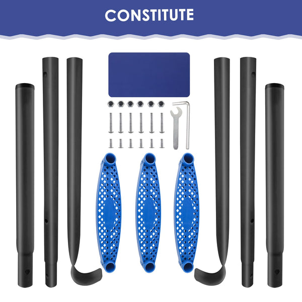 New Upgraded Universal Trampoline Ladder - 3-Step Rust-Proof Steel With Wide Non-Slip Steps, 39-Inch Long Accessory With Blue Floor Mat