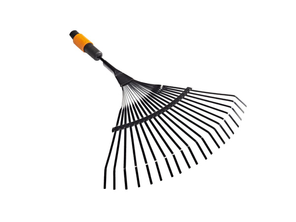 Fiskars QuikFit Leaf Rake, Tool Head, With 20 Tines, Width: 56cm, Steel Tines, Black/Orange, 1000644
