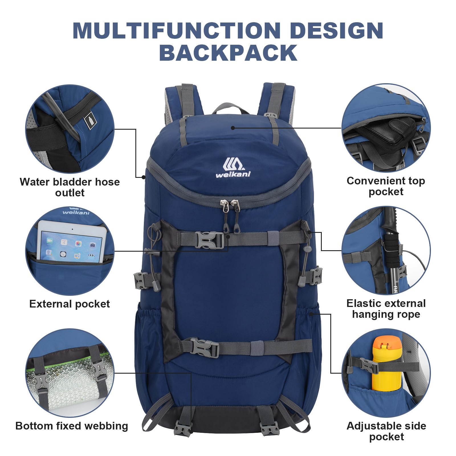 jianyana Hiking Backpack Waterproof 30L Foldable Rucksack Lightweight Camping Bag skiing climb mountains Camping Trekking Hiking Walking Cycling Climbing Outdoor Sports for Women Men