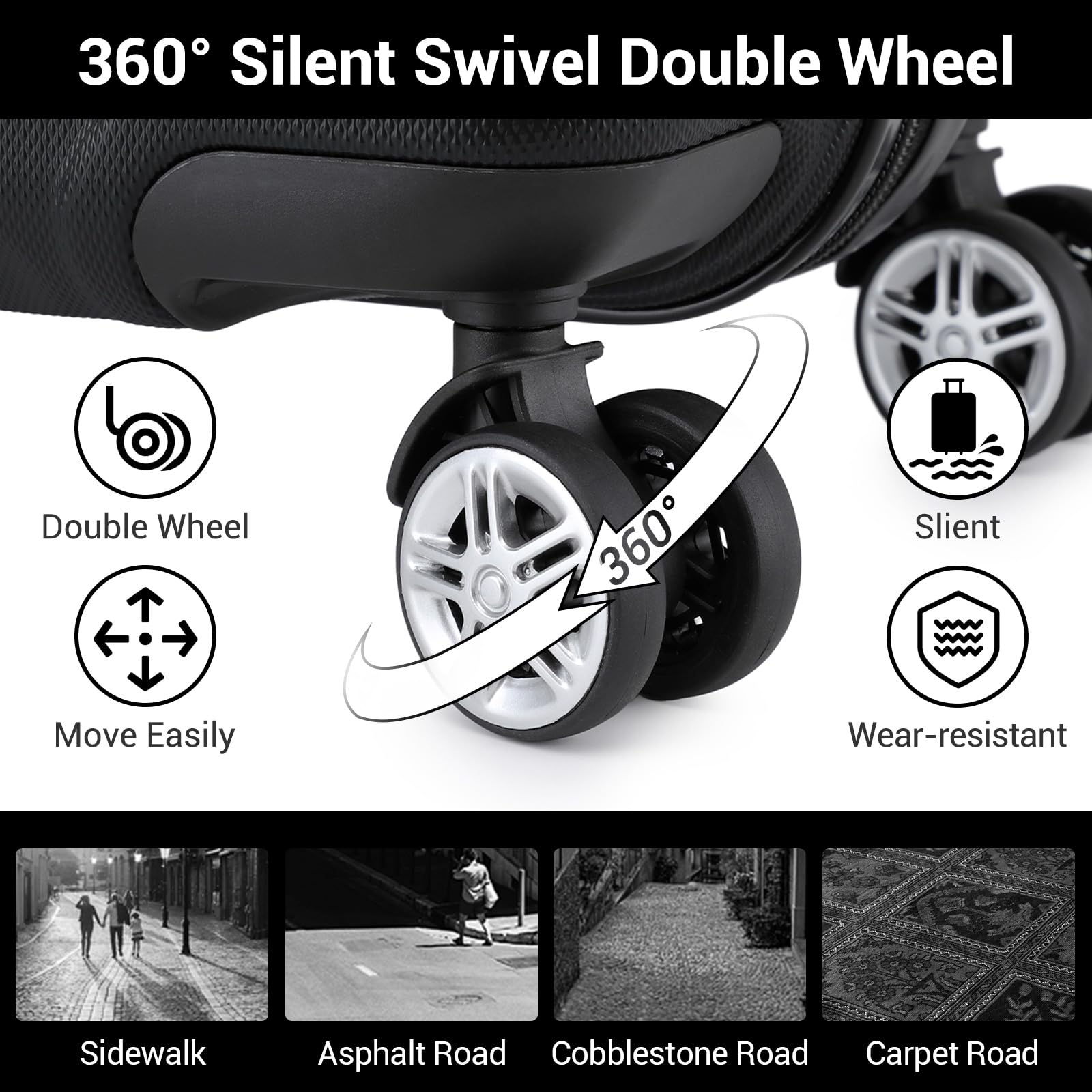 Kono Fashion Hand Luggage Lightweight ABS Hard Shell Trolley Travel Suitcase