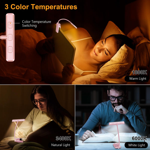 Gritin 19 LED Book Light, Reading Light Book Lamp for Reading at Night with Memory Function, 3 Eye-Protecting Modes -Stepless Dimming, Long Battery Life, 360° Flexible Lamp for Bed,Tablet