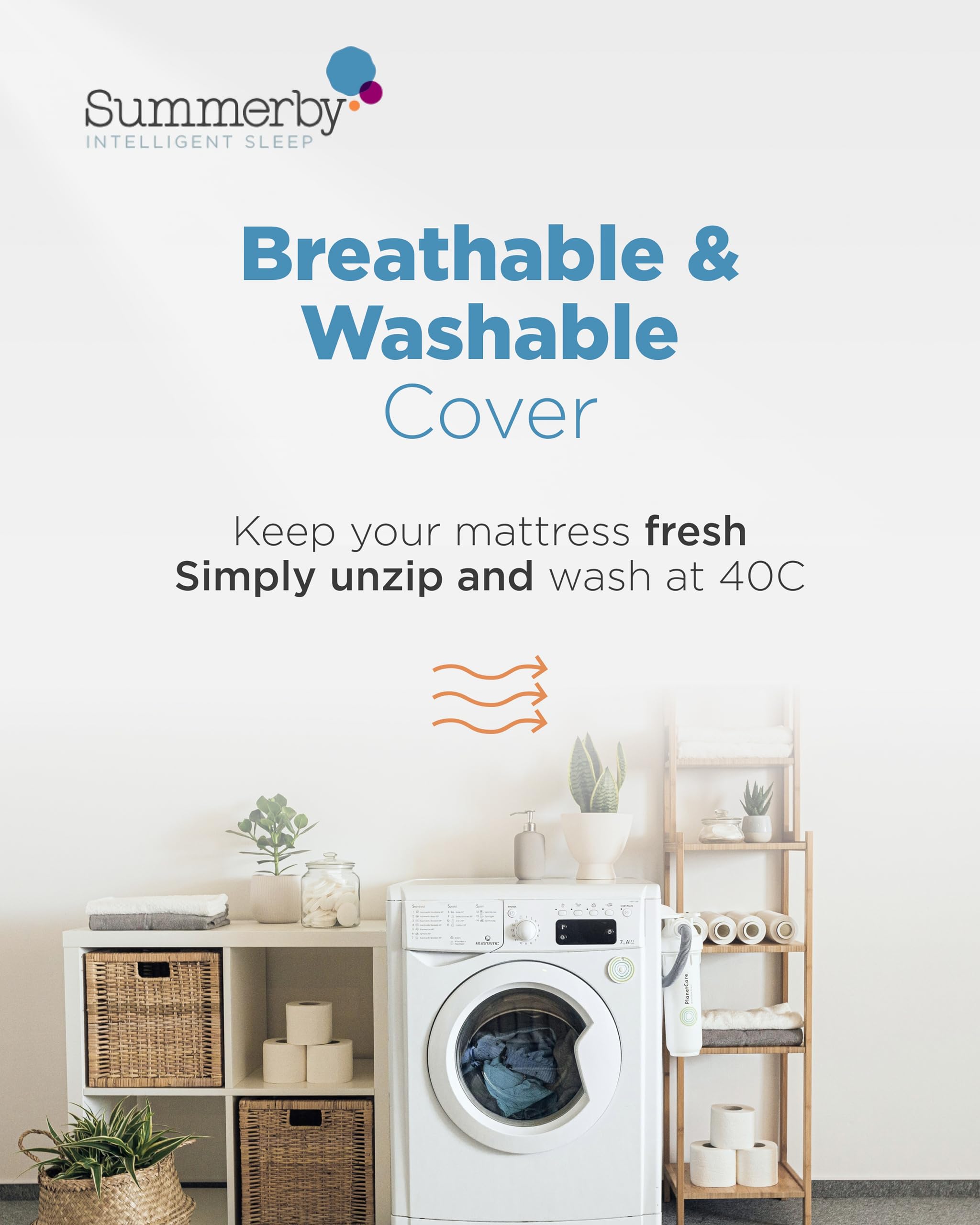 Summerby Sleep Small Double Memory Foam Mattress Topper (120 x 190cm), Mattress Topper With Anti-Slip Base, Comfy & Affordable Memory Foam Topper