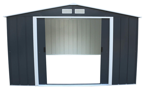 Duramax ECO 8 x 8 (6.35 m2) Metal Garden Storage Shed, Hot-Dipped Galvanized Metal Garden Shed, Tool Storage Shed, Strong Reinforced Roof Structure, Maintenance-Free Metal Shed, Anthracite