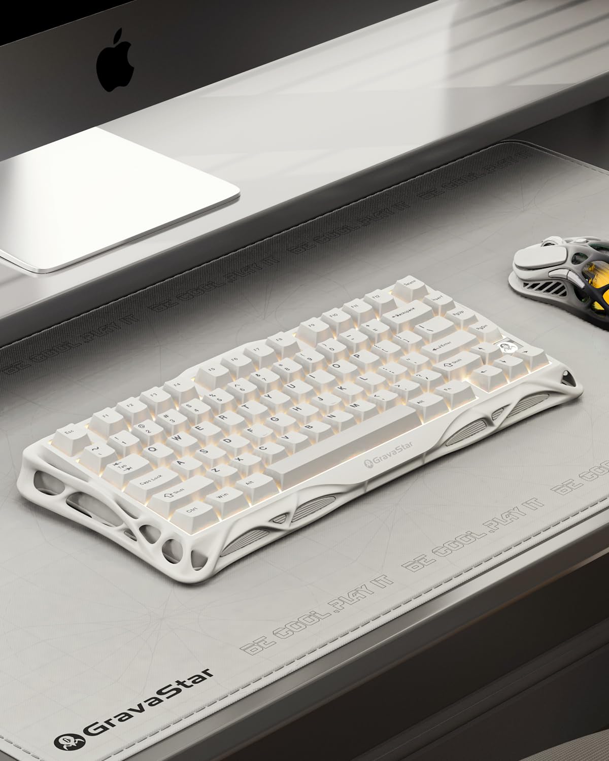 GravaStar Mercury K1 Lite 75% Gaming Keyboard, 2.4GHz/BT/Wired Tri-Mode Wireless Keyboard, Gasket Hot Swappable Mechanical Keyboard, Pre-lubed Linear Switches, RGB Backlit (Transparent Black)