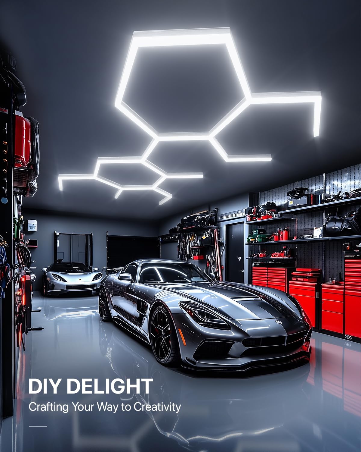 Lphianx Hexagon Led Garage Light, 25 Pack Hex Lighting, 200w 30000lm 6500k Hexagon Lights, for Garage, Basement, Warehouse, Car Beauty Salon, Hexagon Led Lights