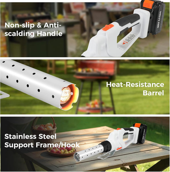 LIGO Cordless Fire Starter, 20V Charcoal Starter and Lighter, Chemical Free Heated Air with Blowing Fuction, Included 4.0Ah Battery, for Charcoal, BBQ, Grill