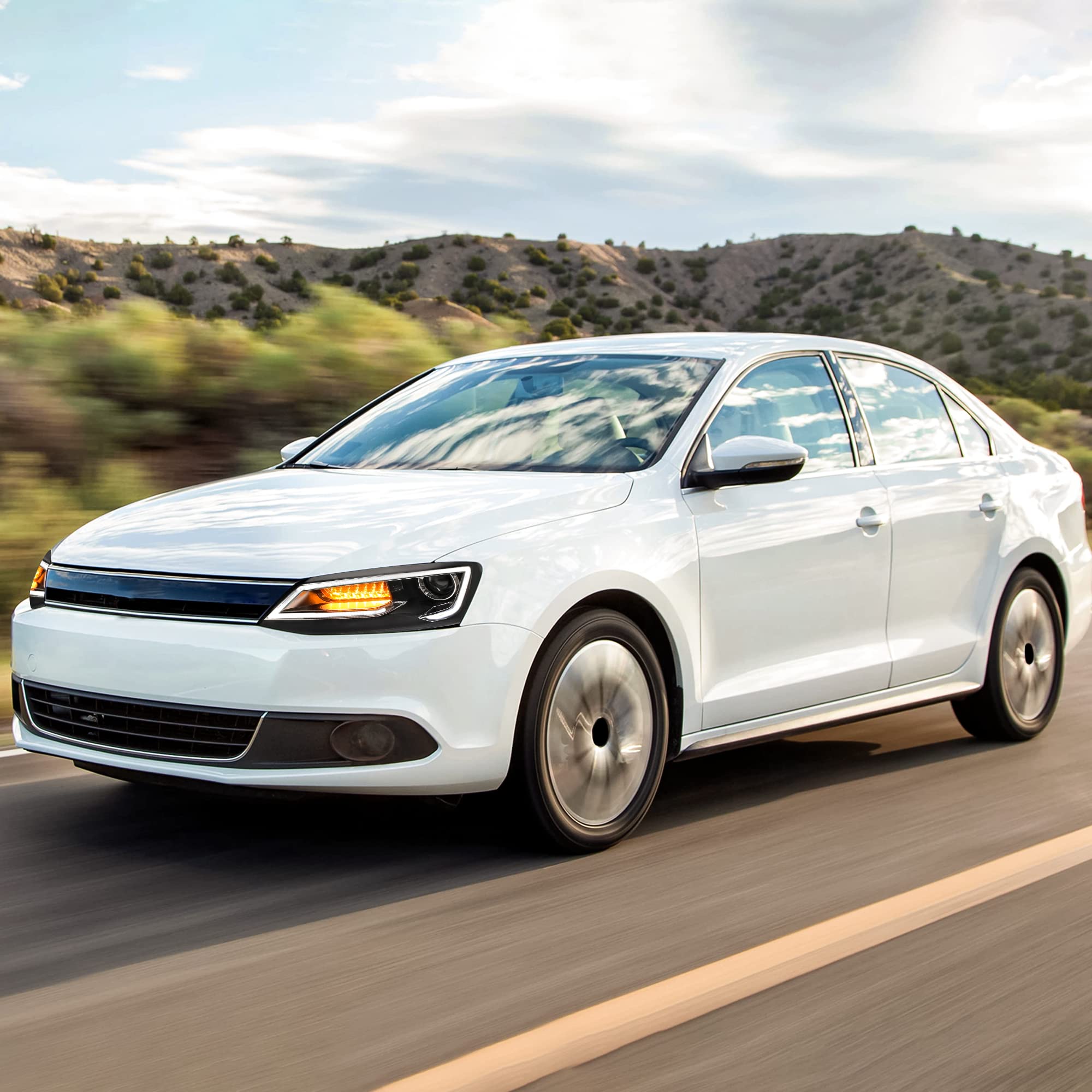 VLAND LED Rear Lights compatible with Jetta MK6 2011-2018 Sedan [Not fit LED & GLI models], Driver & Passenger Side - Red