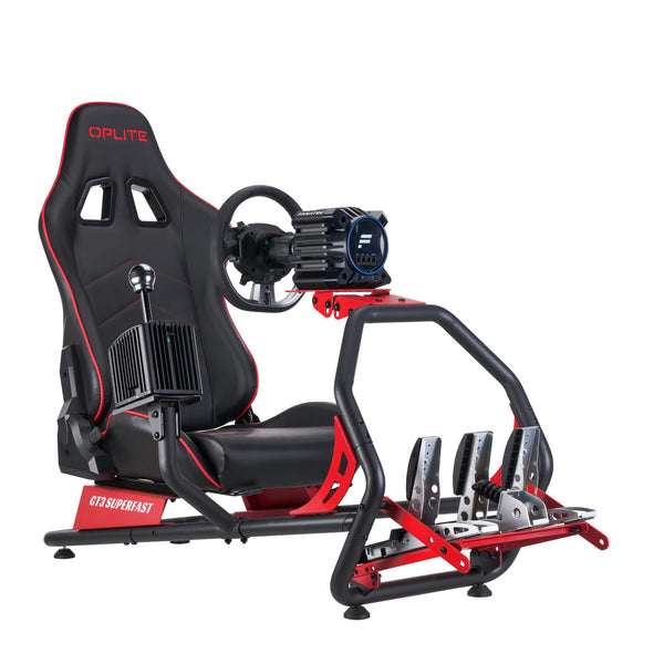 OPLITE GT3 SUPERFAST Simulator Cockpit Racing Sim Bucket Seat and Chassis Frame for Logitech and Thrustmaster Steering Wheel Pedals & Screen