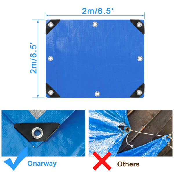 Onarway Tarpaulin 3m x 4m Thicken Tarpaulin Waterproof Heavy Duty 110GSM with Reinforced Grommets, Tarp Sheet Cover for Multipurpose Outdoor Use, Blue