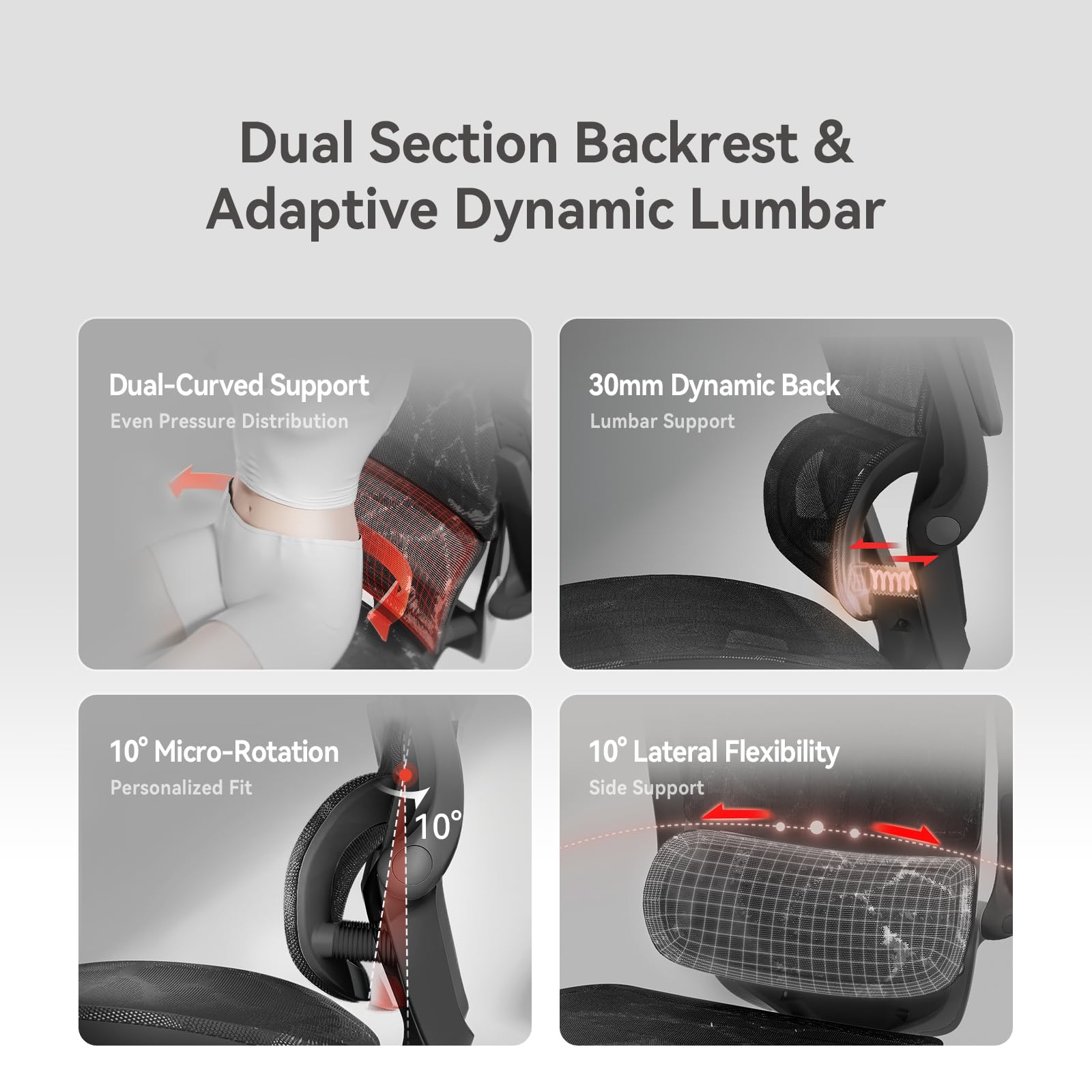 SIHOO M59AS Ergonomic Office Chair, Desk Chair with 3D Coordinated Flip-up Armrests, Computer Chair with Dual Back Design and Adaptive Dynamic Lumbar