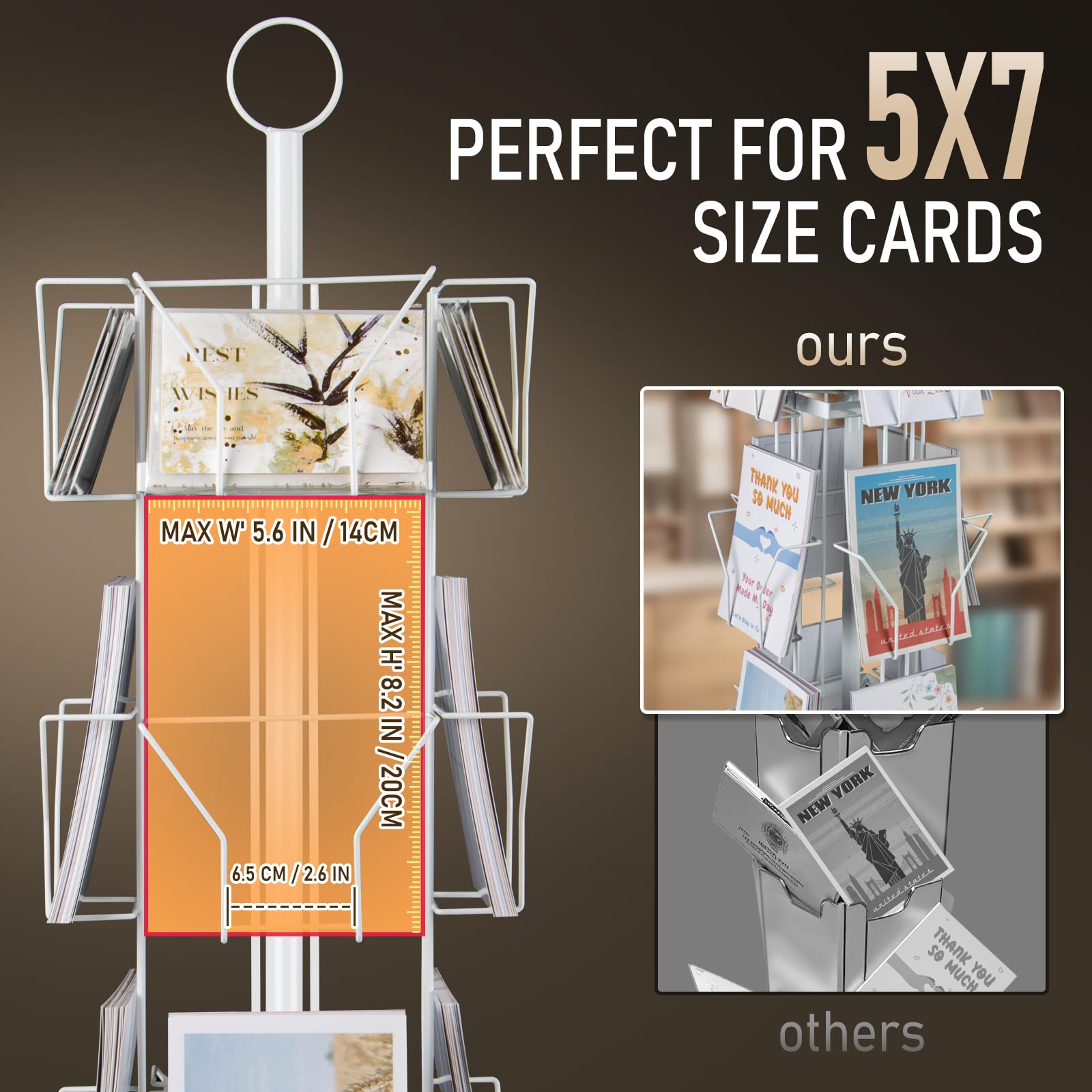 ANBOXIT Greeting Card Display Stand Rotating Rack Holder, for Postcard Sticker Retail, Metal White