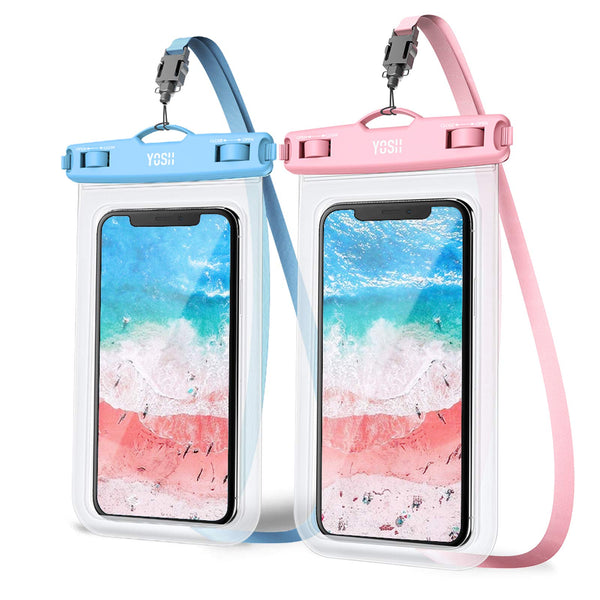 YOSH Waterproof Phone Pouch 2 Pack, 7 inch IPX8 Waterproof Phone Case for Swimming Travel Beach Trip Snorkelling Kayaking, Underwater iPhone Case for iPhone 16 15 14 Pro Max, Samsung S25 S24 Ultra