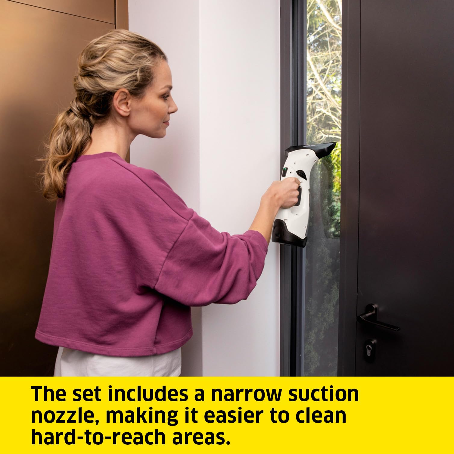 Kärcher Window Vac WV 2 Plus N, Battery Running Time: 35 min, LED Display for Battery Status, 2 Suction Nozzles, Spray Bottle with Microfibre Cloth, 20 ml Window Cleaner Concentrate