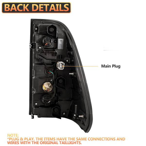 VLAND LED Rear Lights compatible with Hilux Vigo Revo Pickup 2015-2020 [Not fit a Tonka], w/Amber Sequential indicator, Driver & Passenger Side - Red