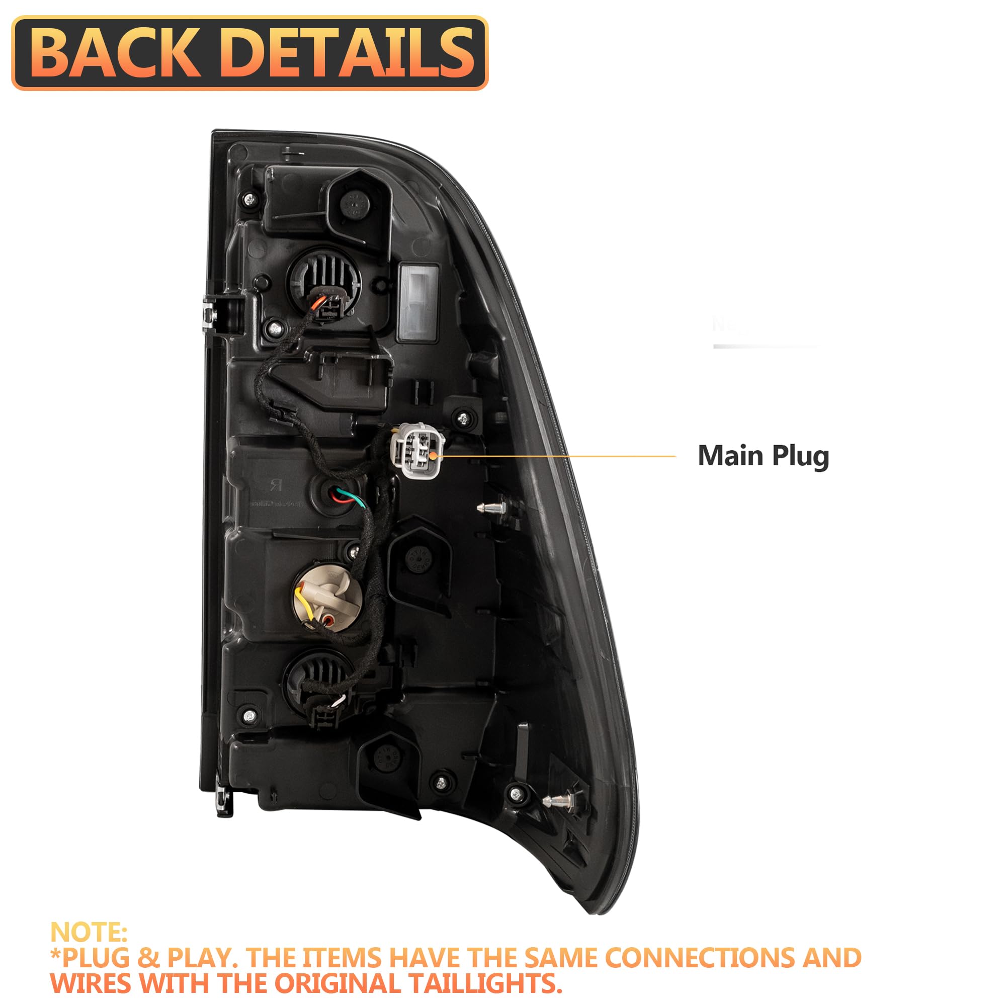 VLAND LED Rear Lights compatible with Hilux Vigo Revo Pickup 2015-2020 [Not fit a Tonka], w/Amber Sequential indicator, Driver & Passenger Side - Red