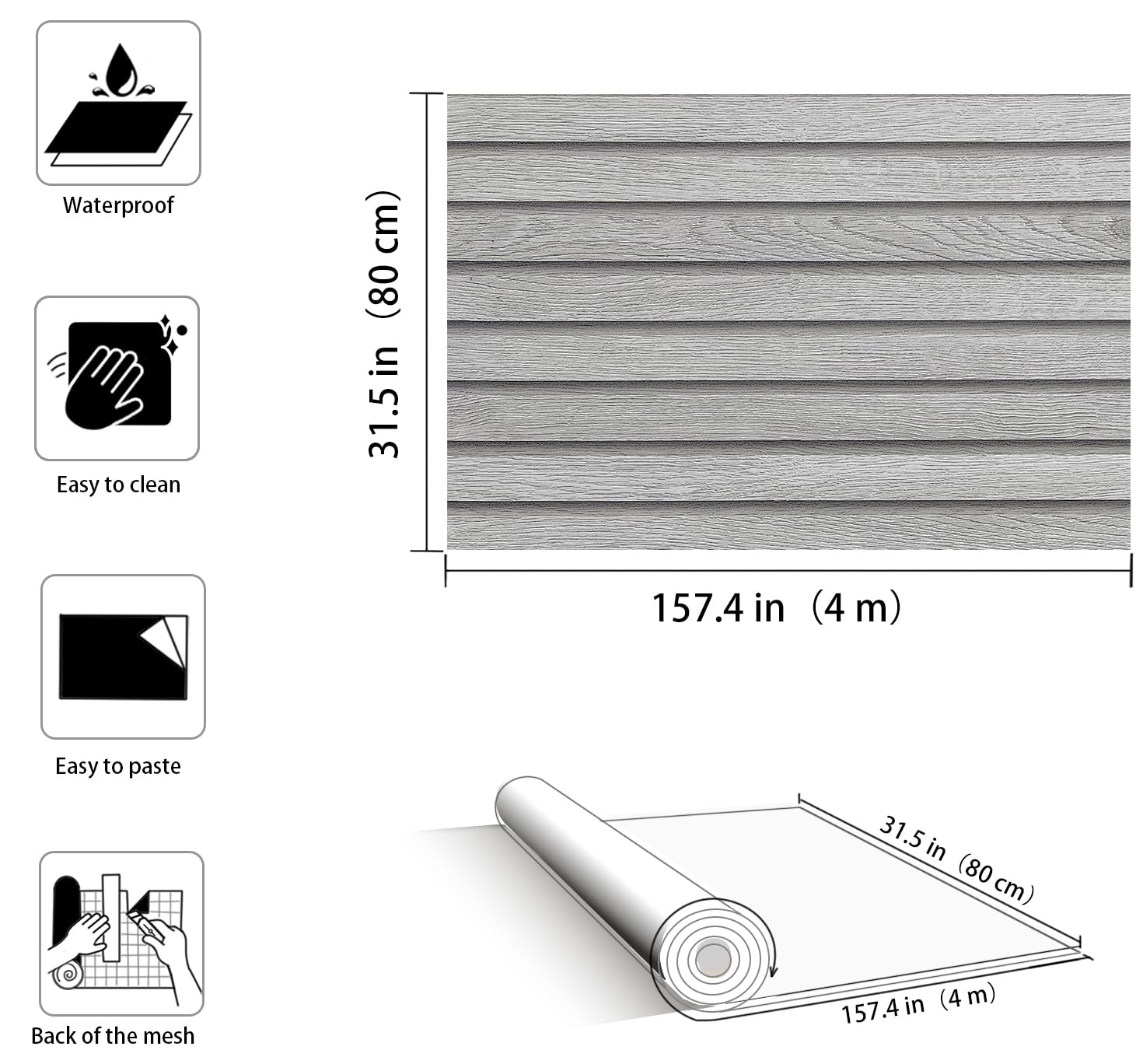 JSEVEM 40CM×3M Air Guide Design Extra Thick Beige Light Brown Wood Wallpaper Peel and Stick Waterproof Brown Wood Contact Paper Vinyl Self Adhesive Matte Textured Furniture Sticker for Kitchen Cabinet