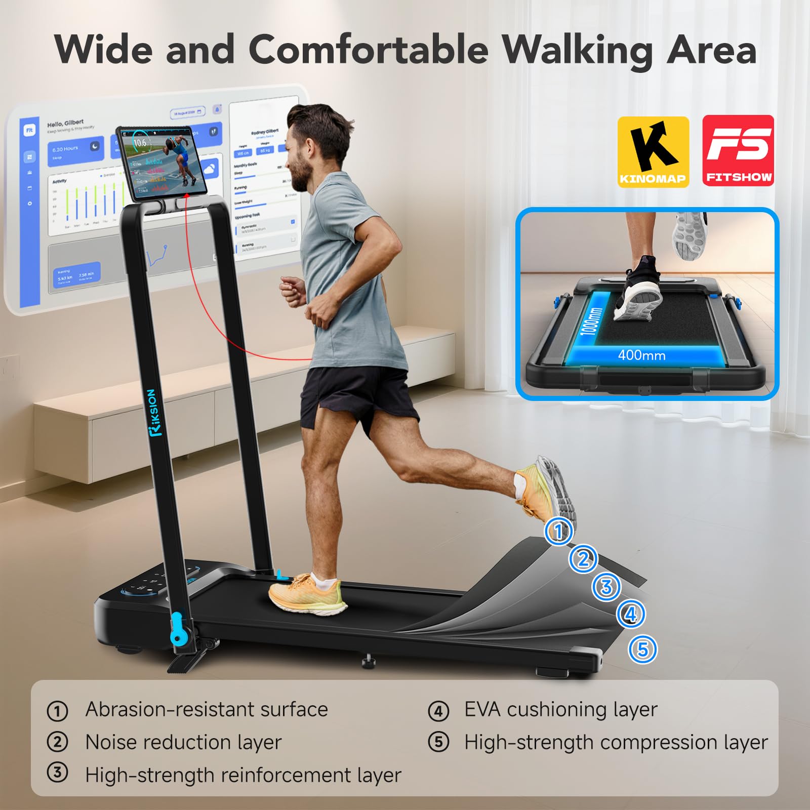 Treadmills Foldable 14KM/H with 10% Incline LED Monitor APP, Remote Control Under Desk Walking Pad with Foldable Handrail for Home Workout