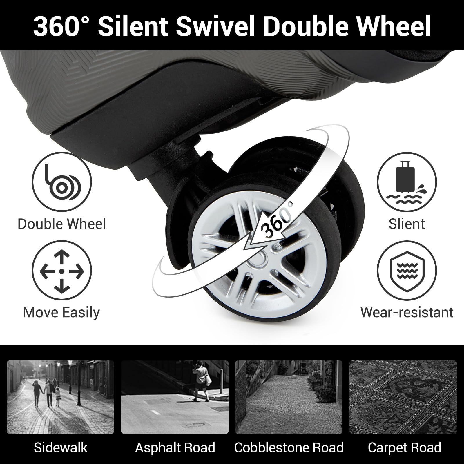 Kono Fashion Hand Luggage Lightweight ABS Hard Shell Trolley Travel Suitcase