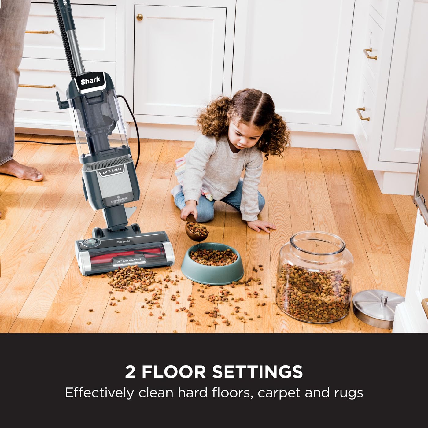 Shark Corded Upright Vacuum Cleaner 1.1L with Anti Hair Wrap Technology, LED Headlights, Lift-Away, Anti-Allergen, 8m Cord, 750W, 2 Attachments, Royal Grey, NZ691UK