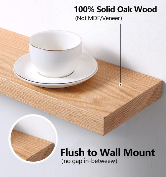 Gieanoo Floating Shelf, 70cm Solid Oak Wood Rustic Wall Shelf Wall mounted Radiator shelf Display Shelf For Living Room, Kitchen, Bedroom