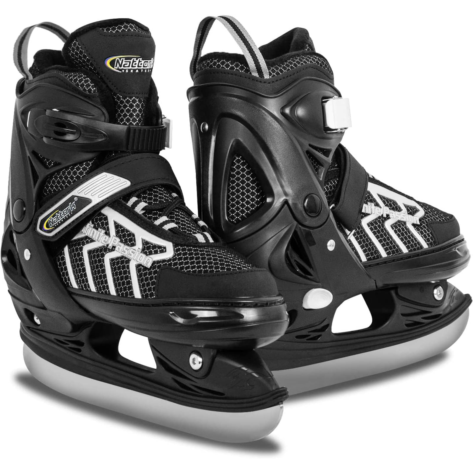 Nattork Adjustable Kids Ice Skate for Boys Girls Adult, Soft Padding and Reinforced Ankle Support Ice Hockey Skates